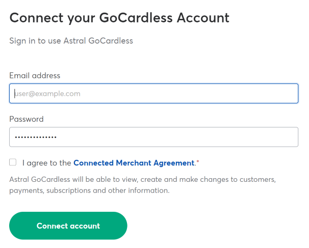 Already have a GoCardless Account - Connect Account.img