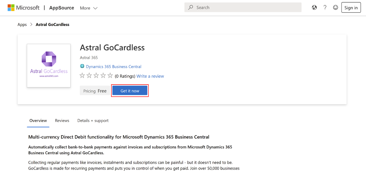 How to Manually update Astral GoCardless in Business Central.img